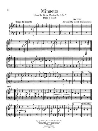 Book cover for Minuetto from String Quartet, Opus 1, No. 1 - Piano Quartet (2 Pianos, 8 Hands)