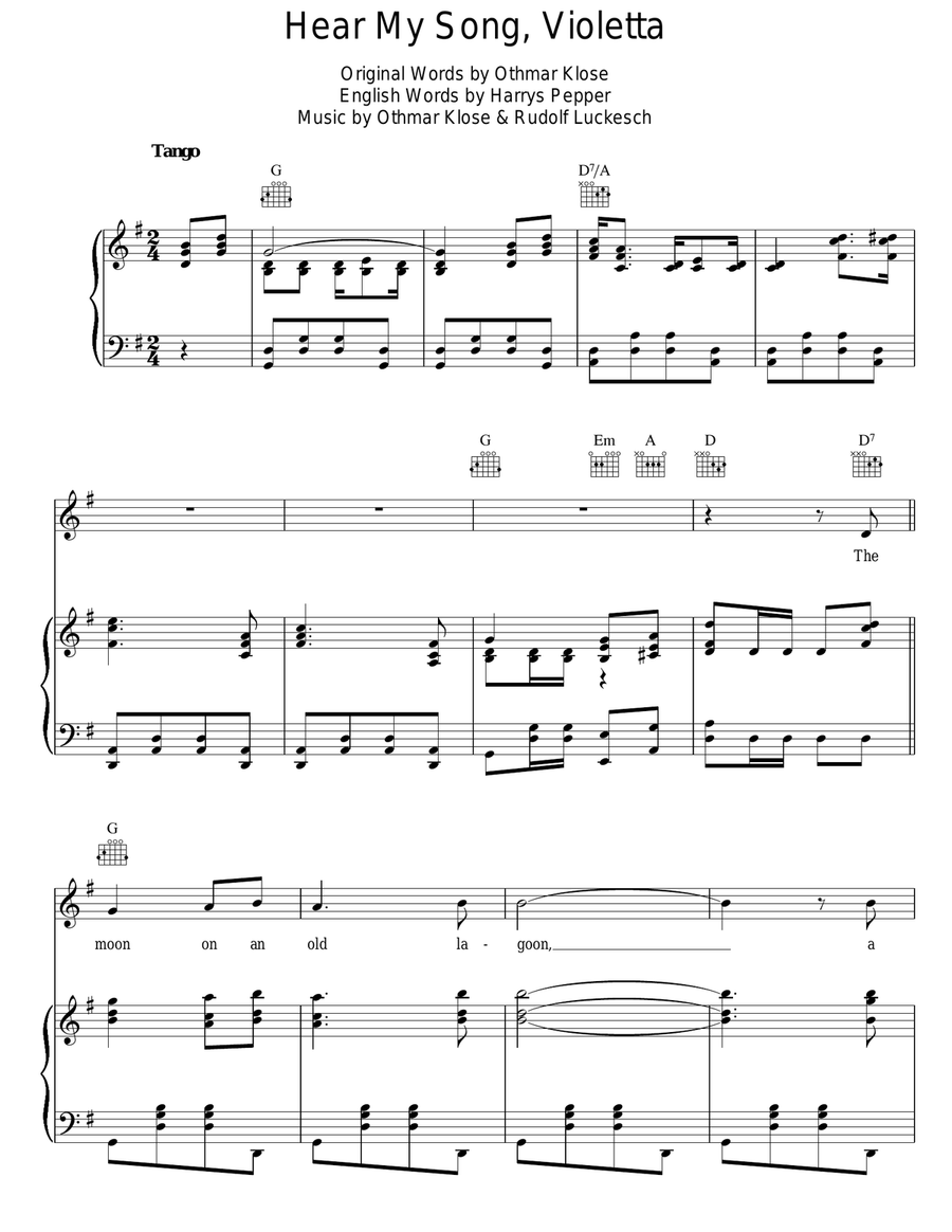 Hear My Song, Violetta Guitar scores gallery preview page 1