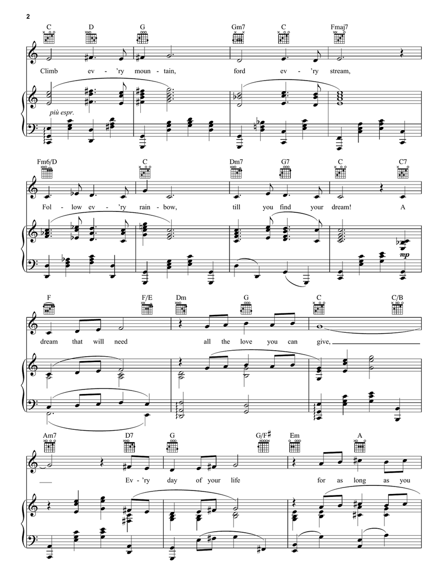 Climb Ev'ry Mountain (from The Sound of Music) Piano, Vocal, Guitar scores gallery preview page 2