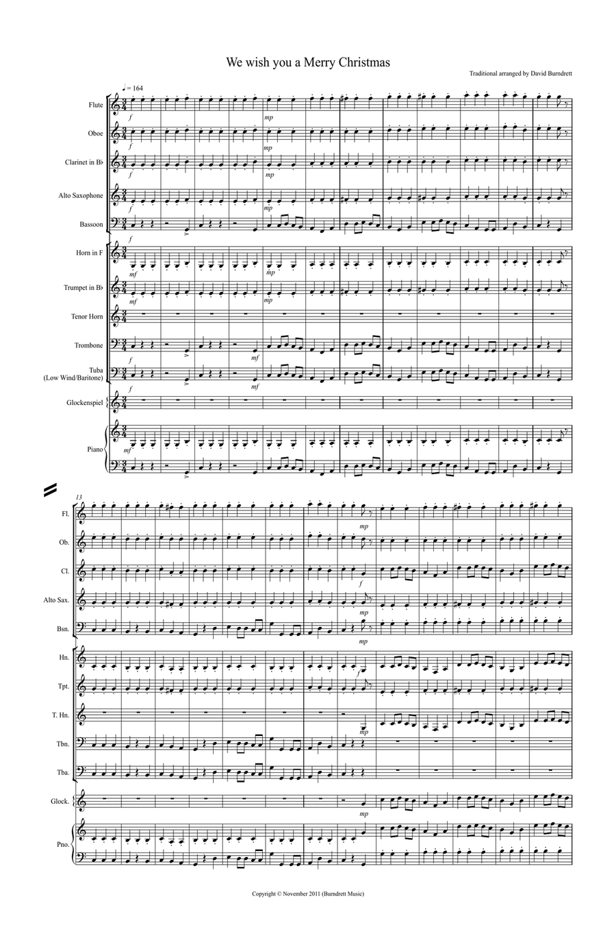 We wish you a Merry Christmas for School Concert Band Concert Band scores gallery preview page 1