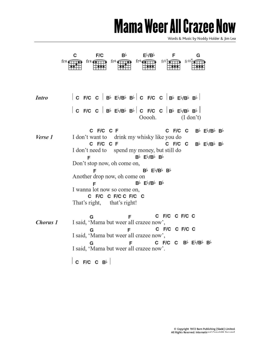 Mama Weer All Crazee Now Acoustic Guitar scores gallery preview page 1