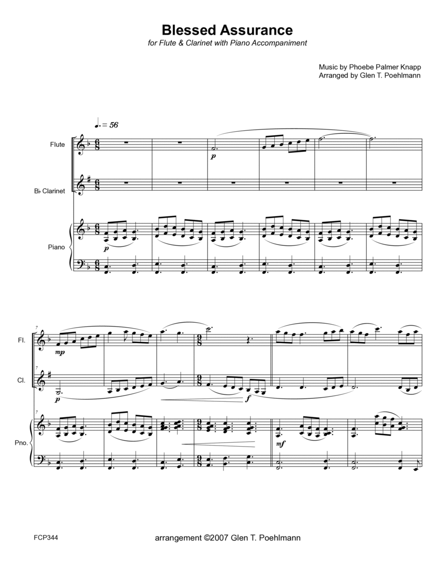 BLESSED ASSURANCE with WHISPERING HOPE - FLUTE and CLARINET with Piano Accompaniment image number null