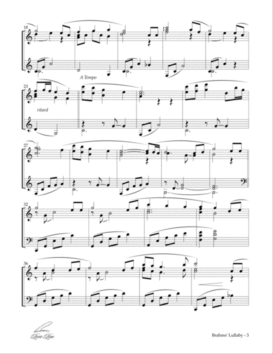 Brahms' Lullaby Piano Solo scores gallery preview page 3