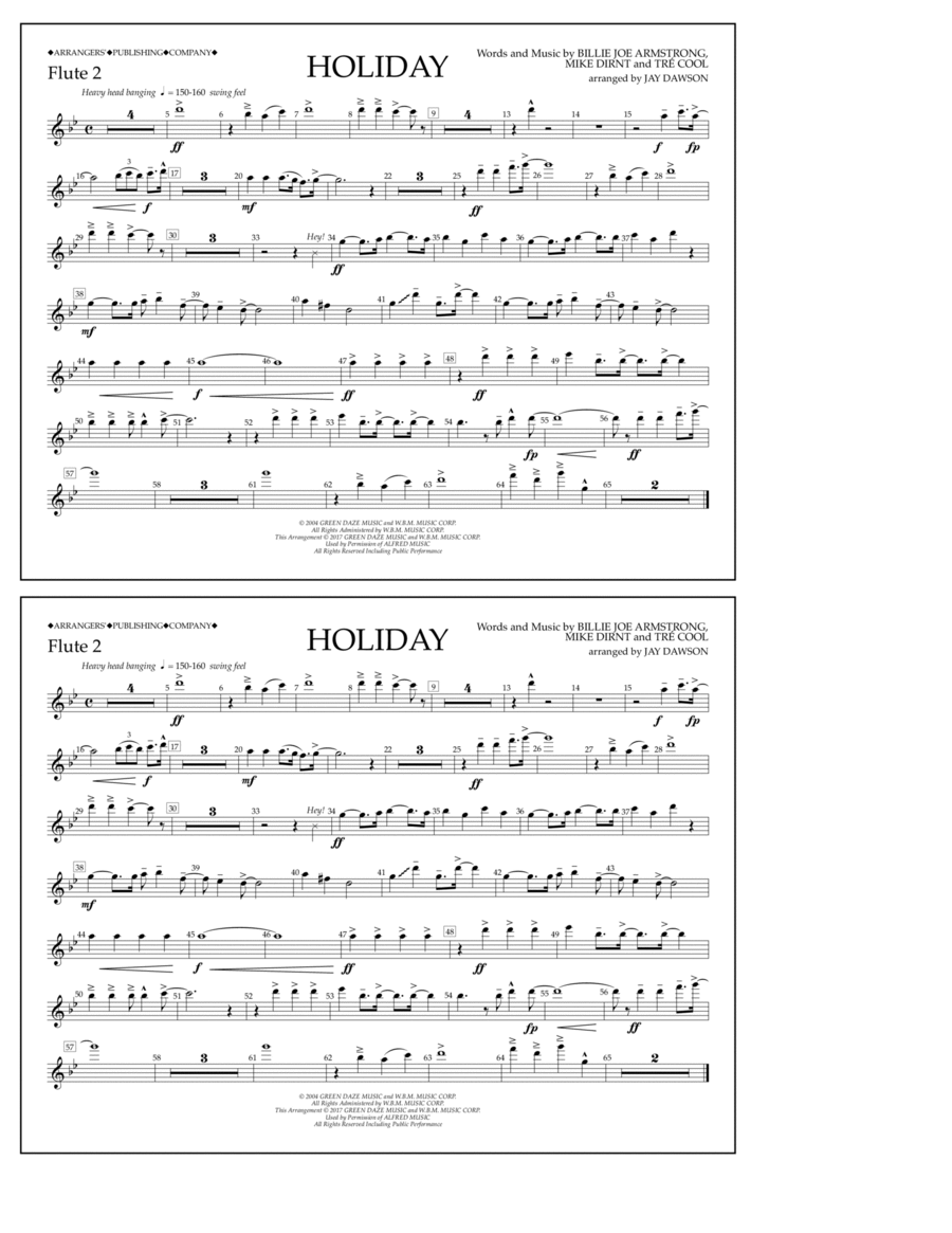 Holiday - Flute 2 Holiday - Flute 2 Flute scores gallery preview page 1