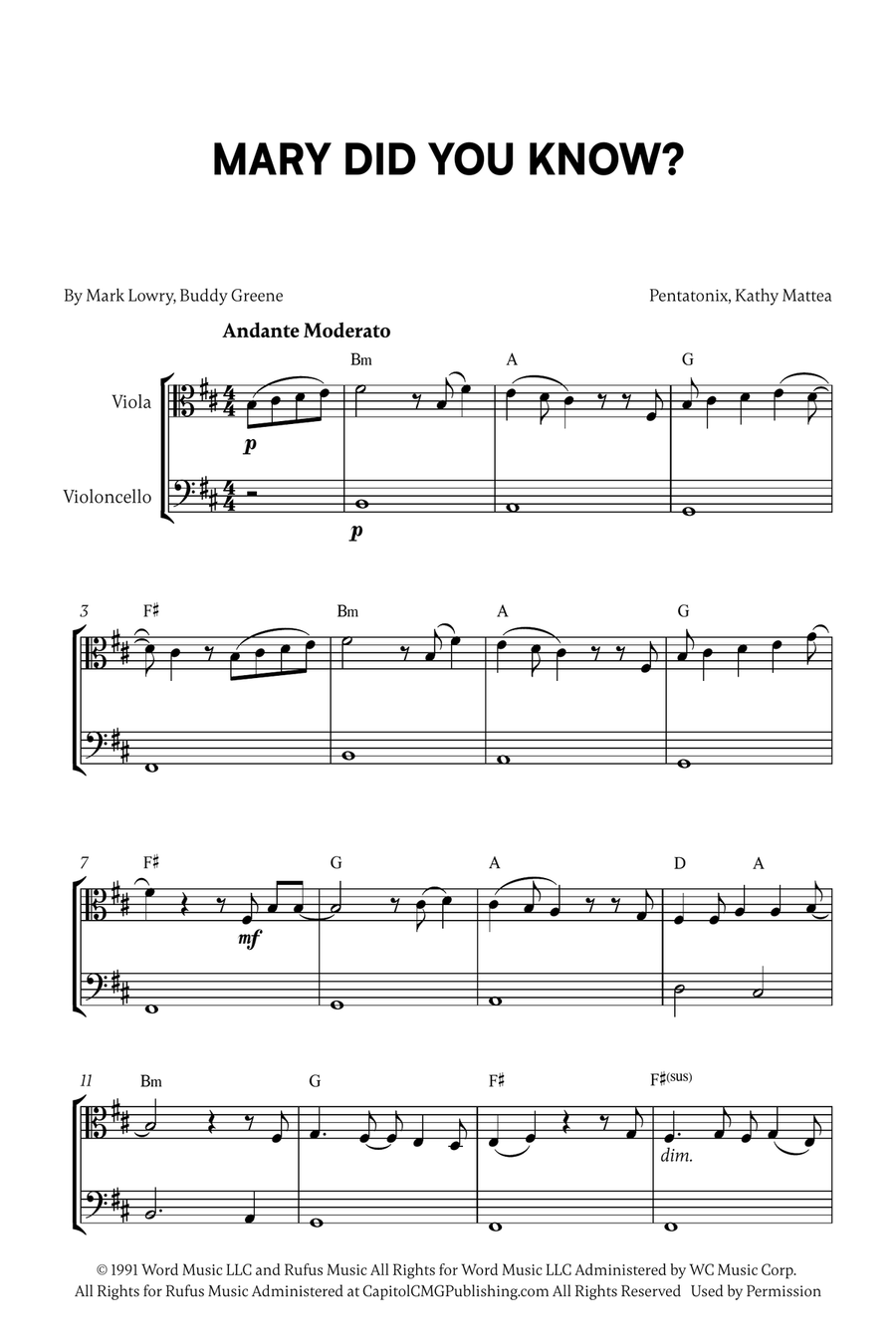 Mary, Did You Know? String Duet scores gallery preview page 1