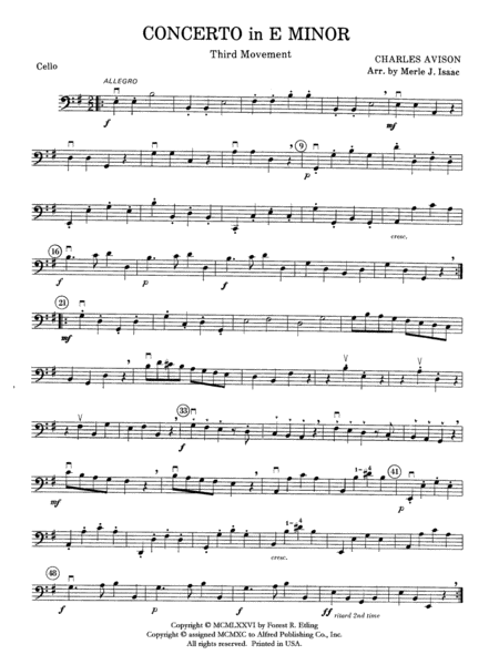 Concerto in E minor: Cello