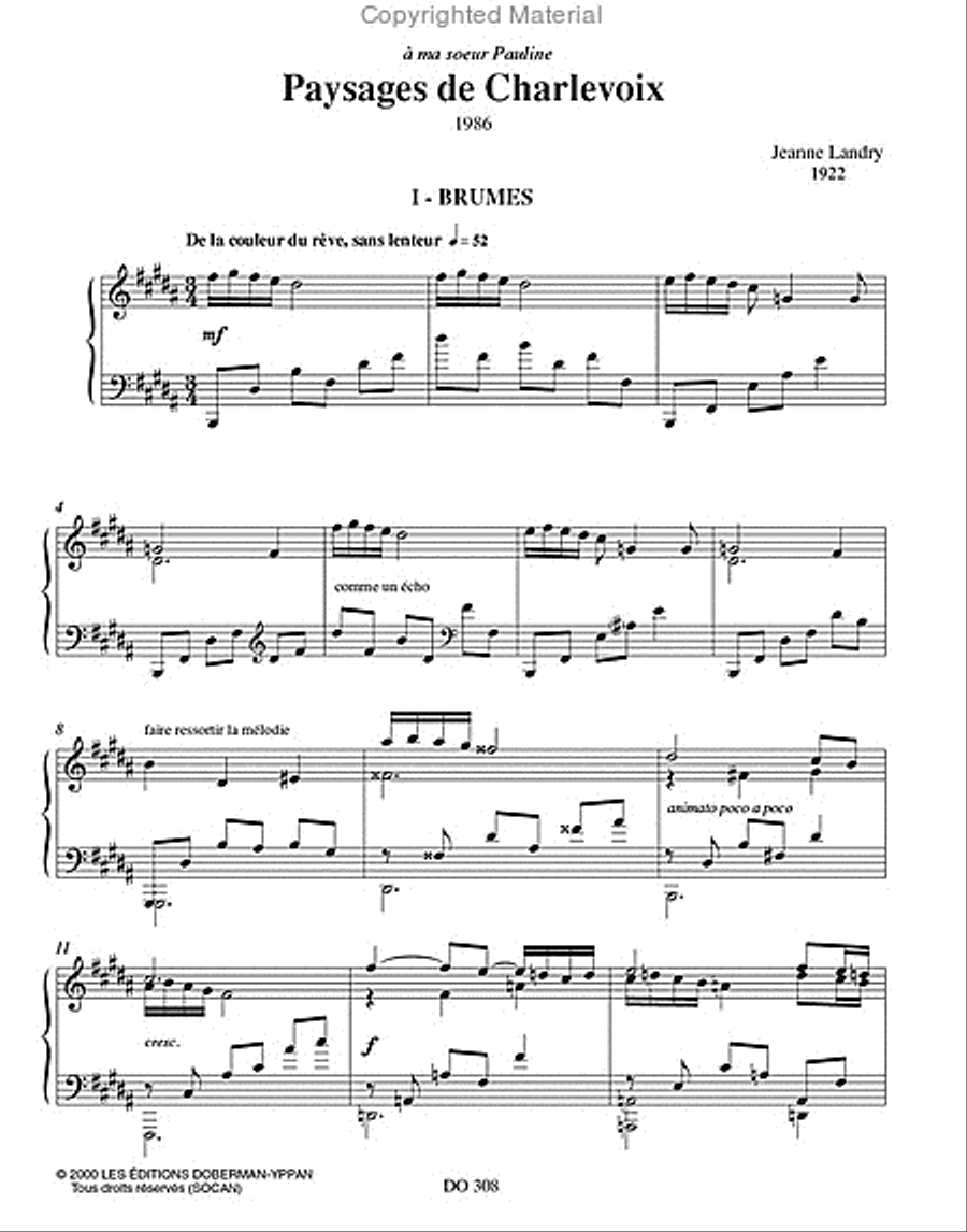 Paysages de Charlevoix Piano Solo scores gallery preview page 2