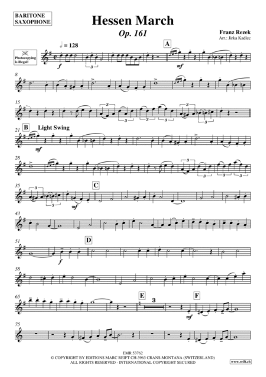 Hessen March Baritone Saxophone scores gallery preview page 2