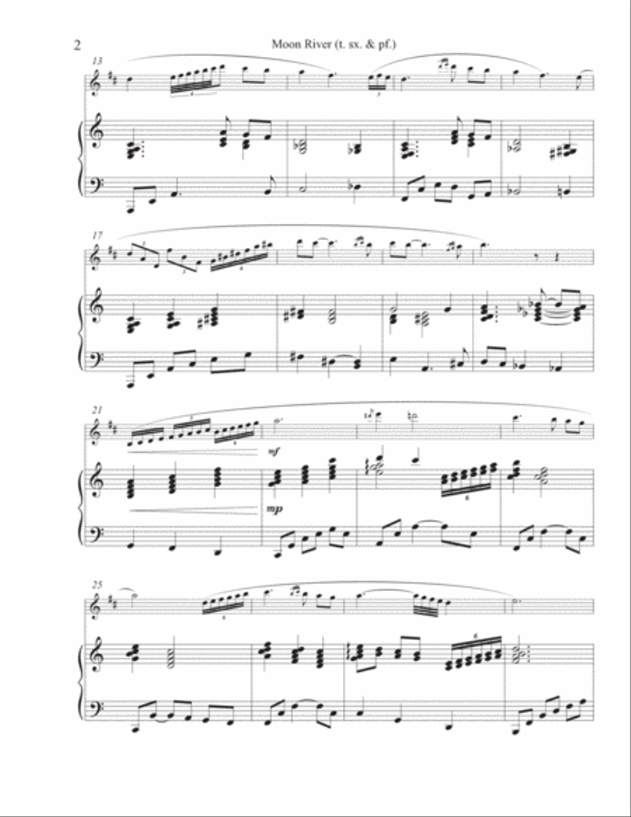 Moon River Tenor Saxophone scores gallery preview page 6