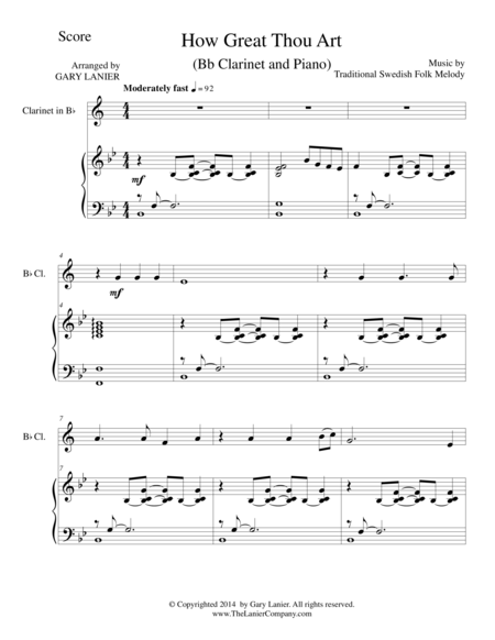 HOW GREAT THOU ART (Bb Clarinet/Piano and Clarinet Part)