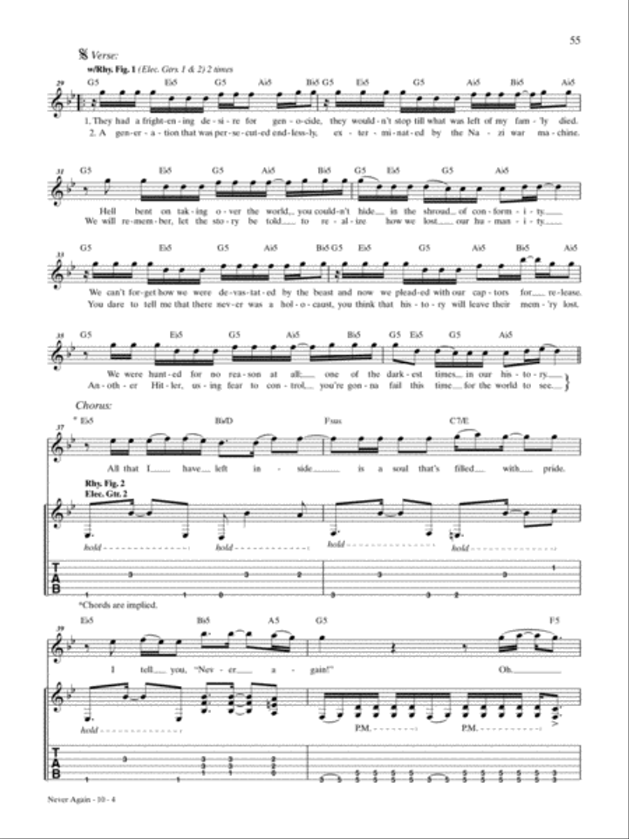 Never Again Guitar Tablature scores gallery preview page 4