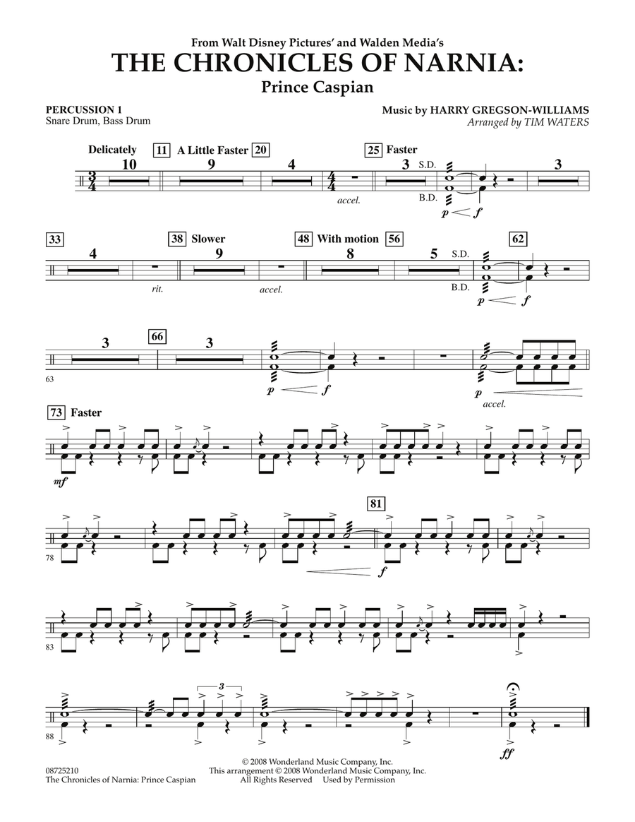 The Chronicles Of Narnia: Prince Caspian - Percussion 1 Concert Band scores gallery preview page 1