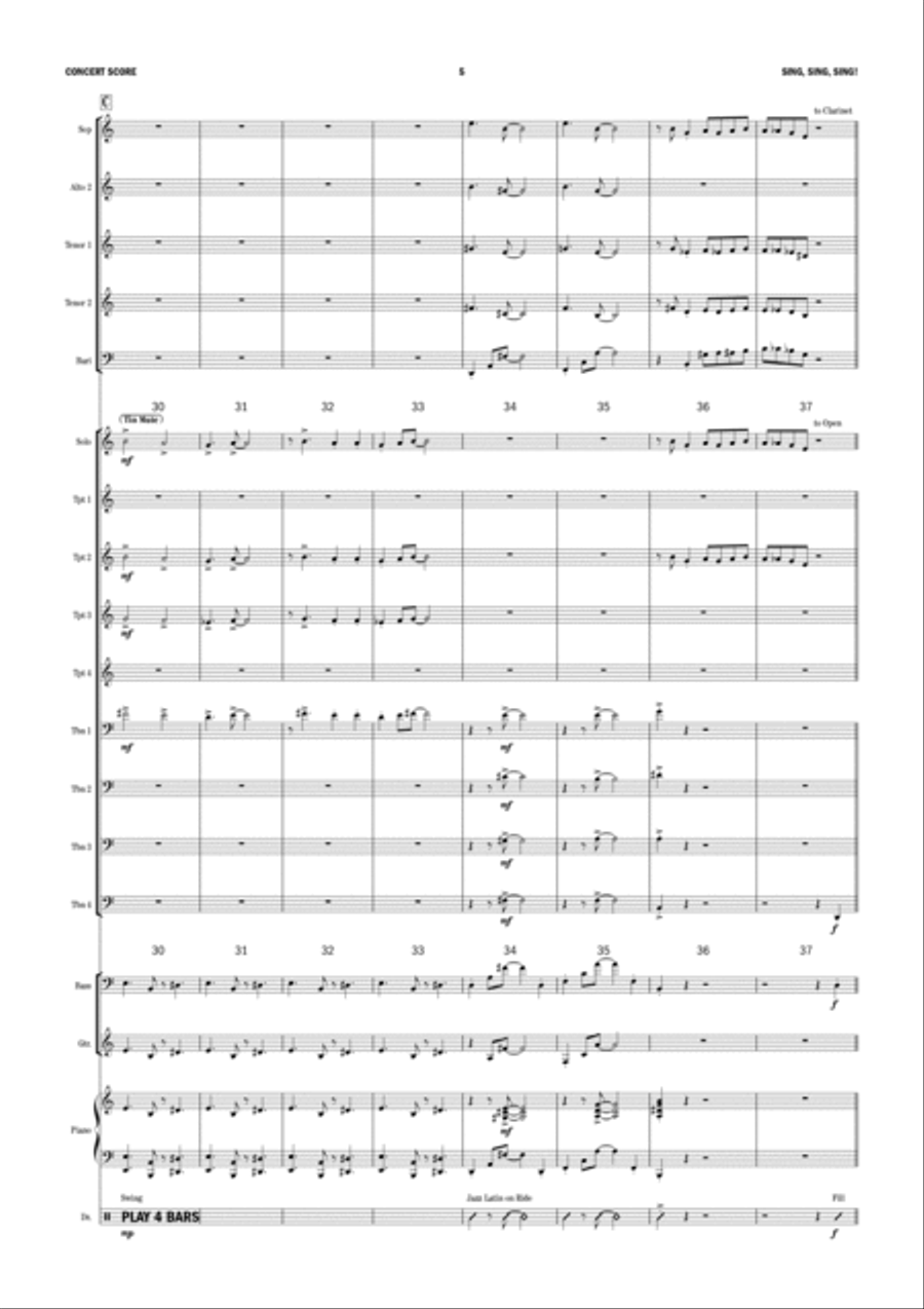 Sing, Sing, Sing Jazz Ensemble scores gallery preview page 5
