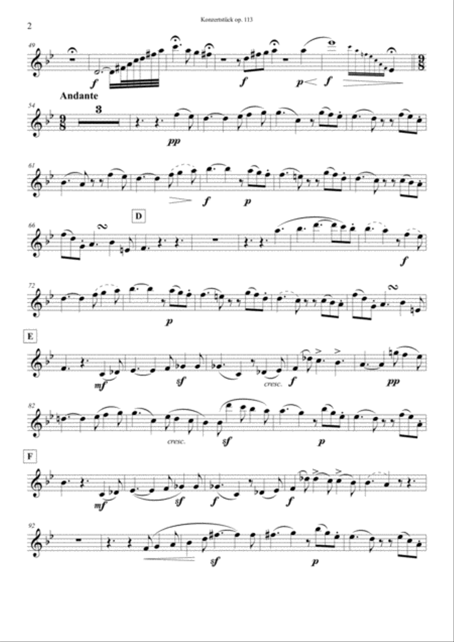 F. Mendelssohn Bartholdy Konzertstück op. 113 for Clarinet, Basset Horn and Orchestra – Transcrip Woodwind Ensemble scores gallery preview page 2