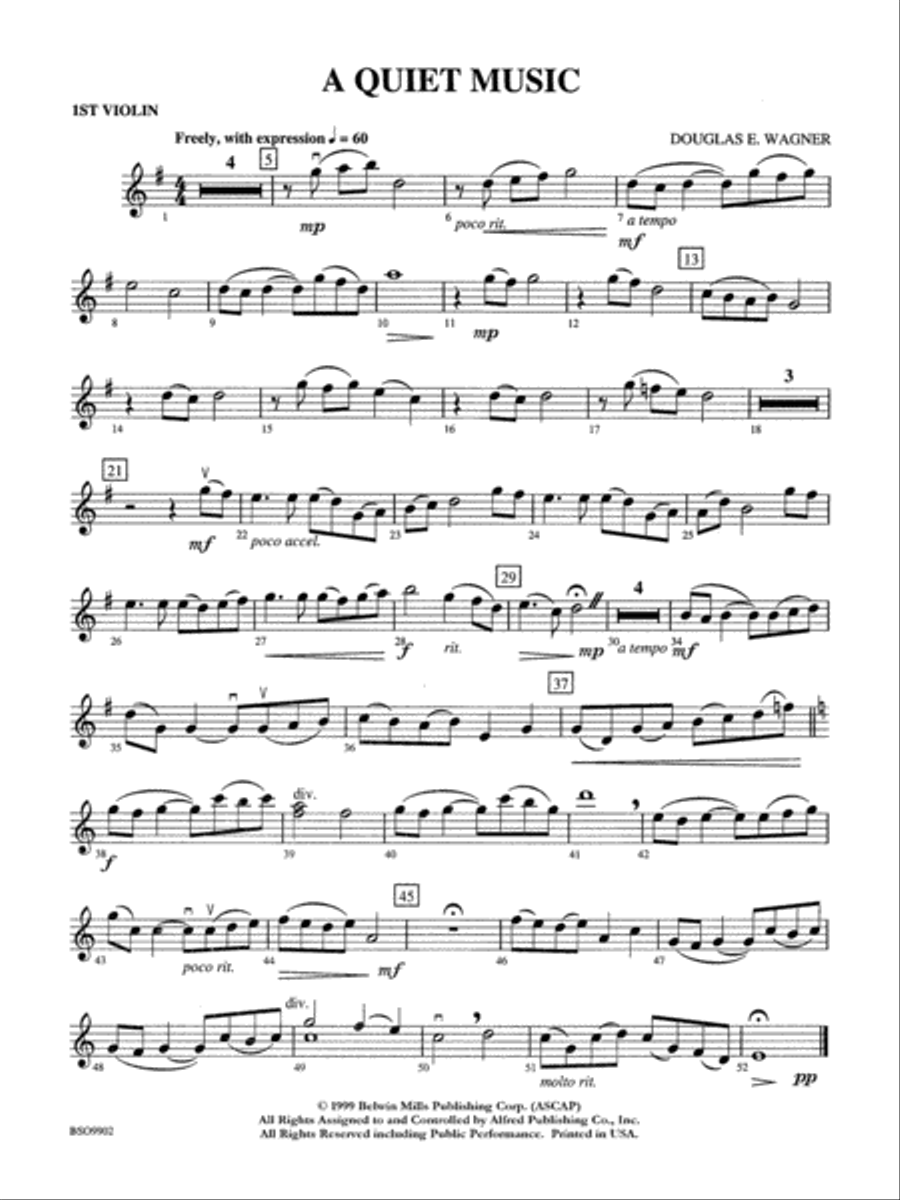 A Quiet Music: 1st Violin String Orchestra scores gallery preview page 1