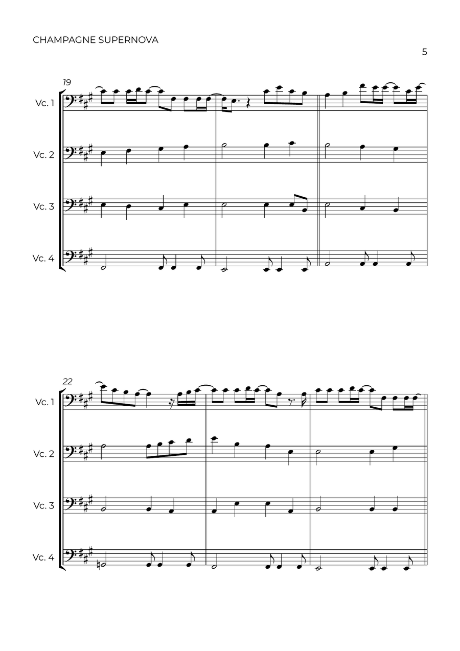 Champagne Supernova String Quartet scores gallery preview page 5