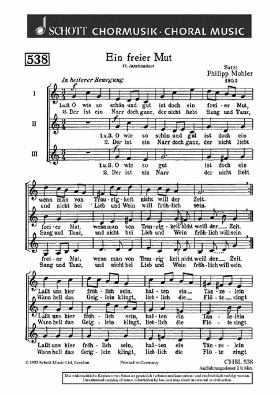 Mohler Ph Ein Freier Mut Women's Choir scores gallery preview page 1