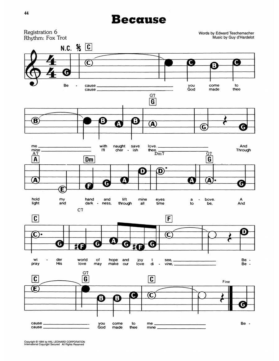 Because Electronic Keyboard scores gallery preview page 1