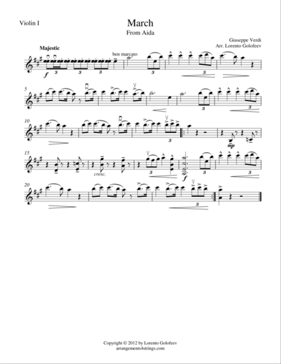 March from Aida March from Aida String Quartet scores gallery preview page 1