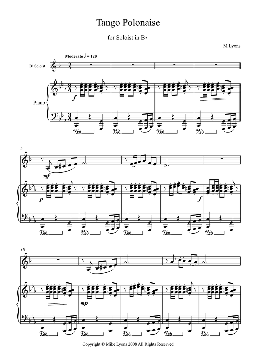Tango Polonaise for any Bb Soloist and Piano Piano scores gallery preview page 3