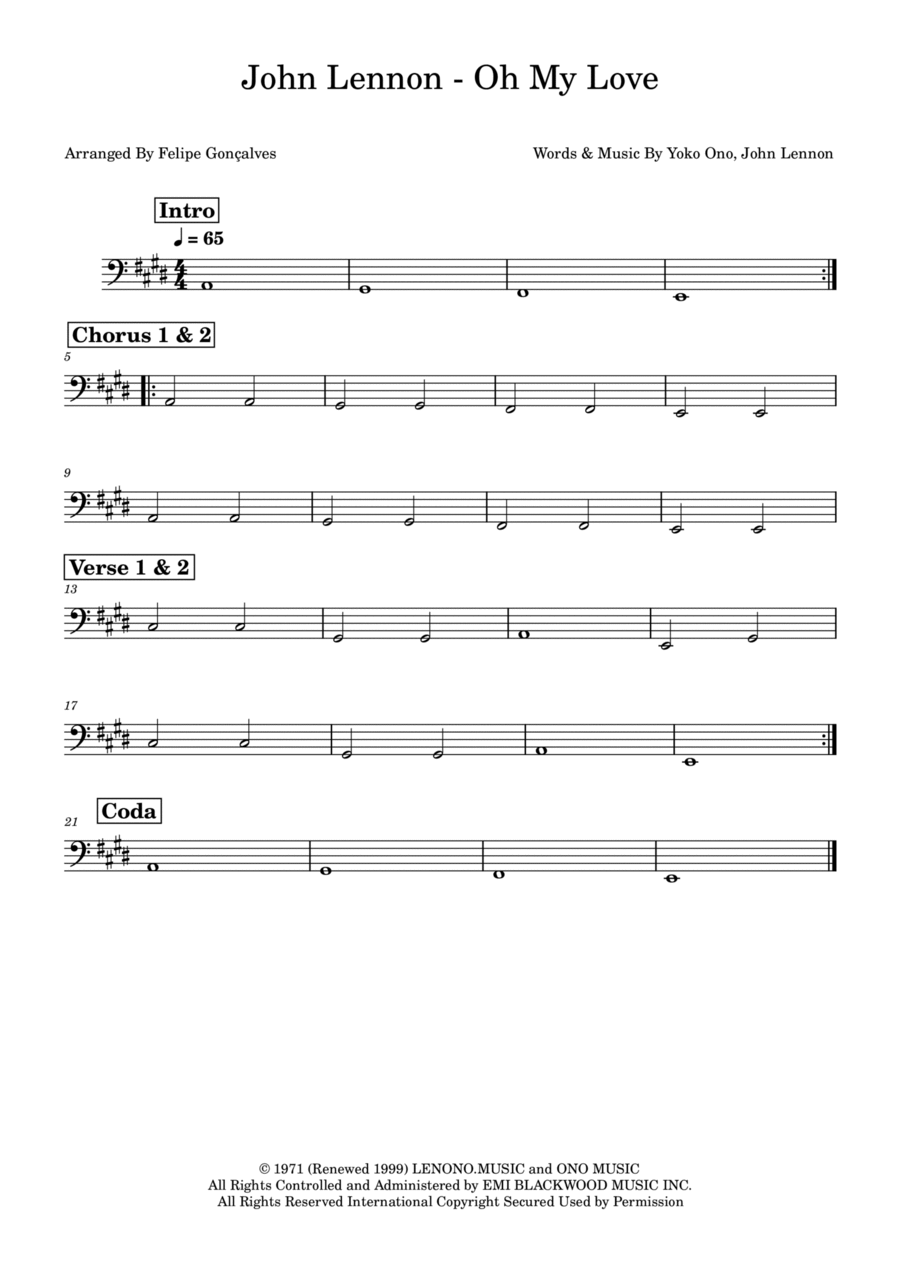 Oh My Love Double Bass scores gallery preview page 1