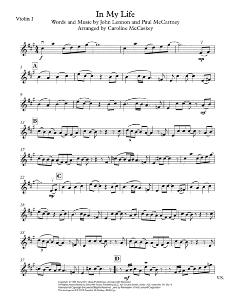In My Life String Trio scores gallery preview page 6