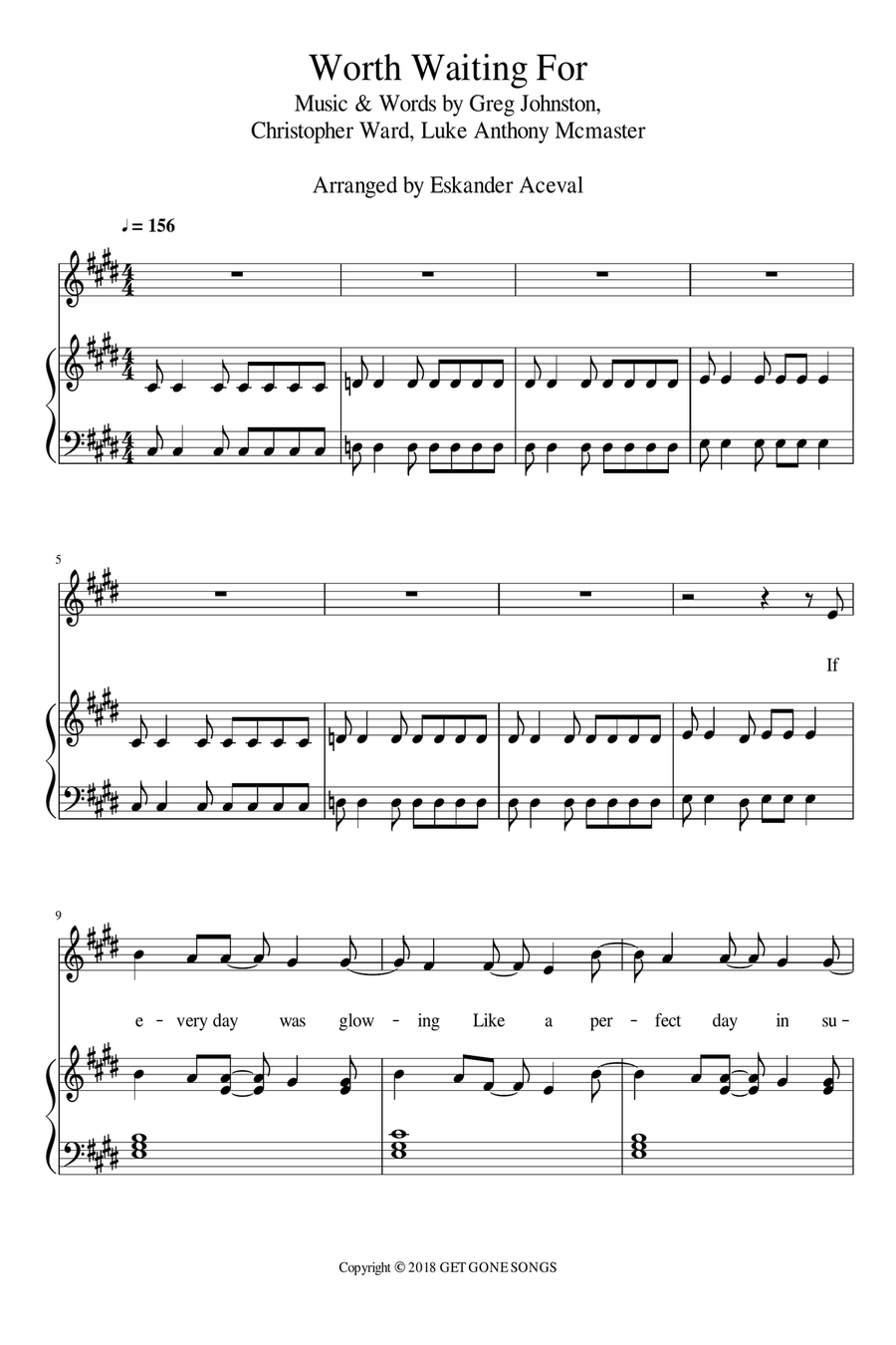 Worth Waiting For Piano scores gallery preview page 1