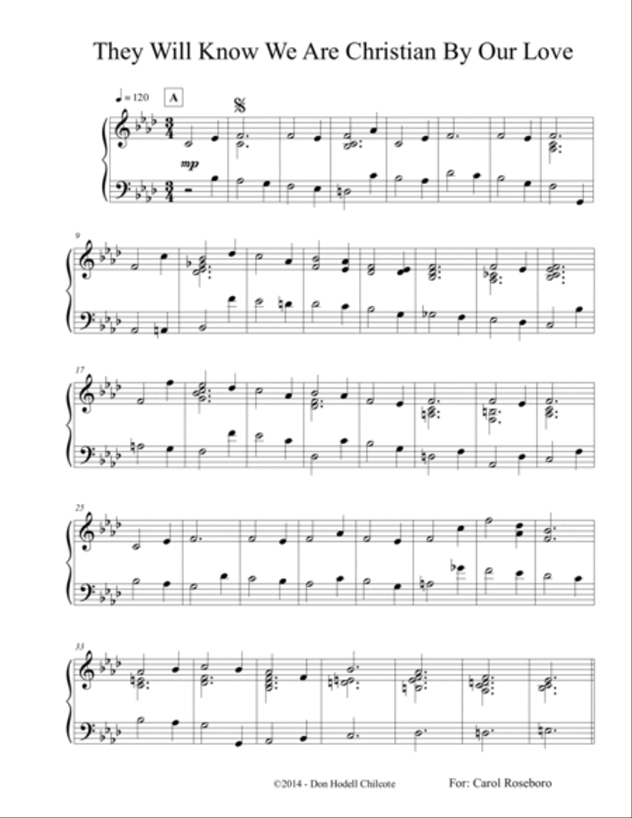They Will Know We Are Christians By Our Love (3/4 Version) Harpsichord scores gallery preview page 2