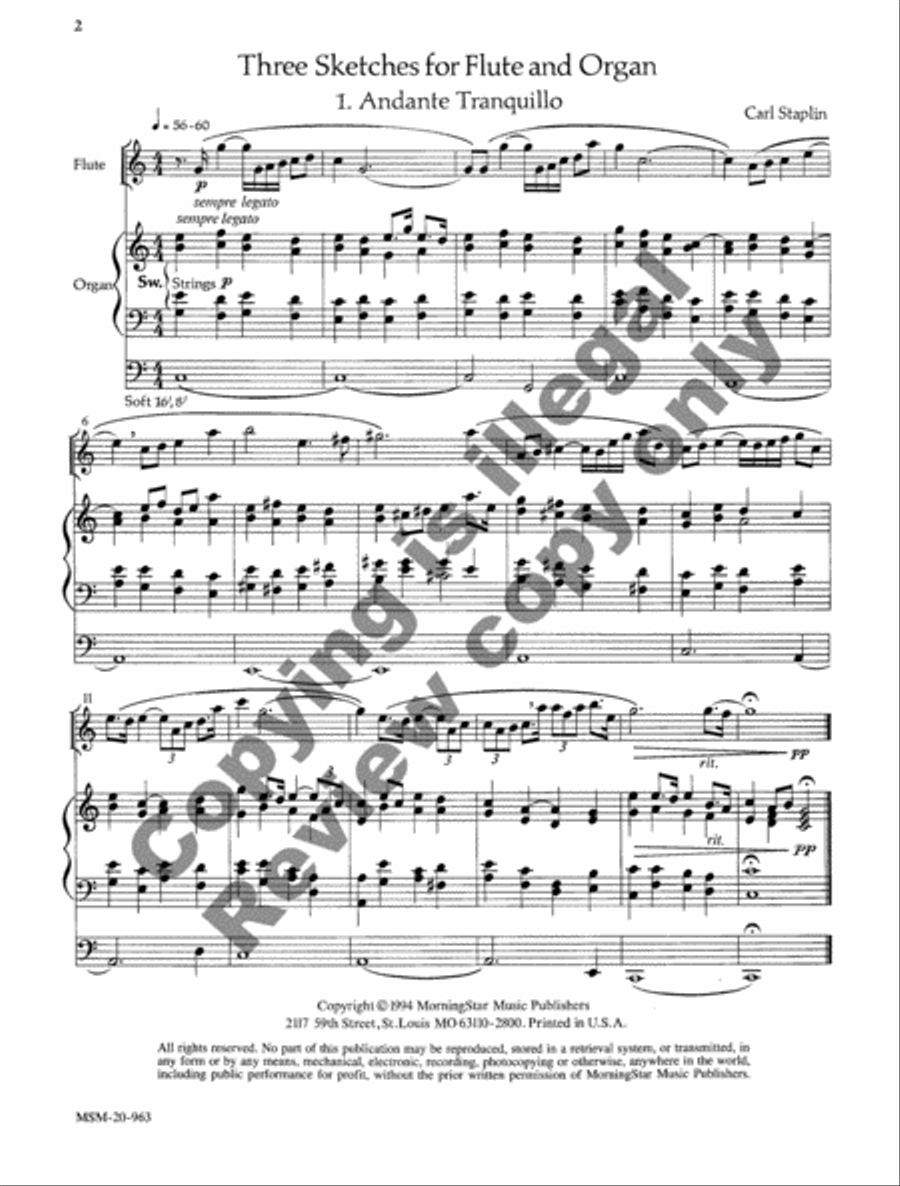 Three Sketches for Flute and Organ Flute scores gallery preview page 2