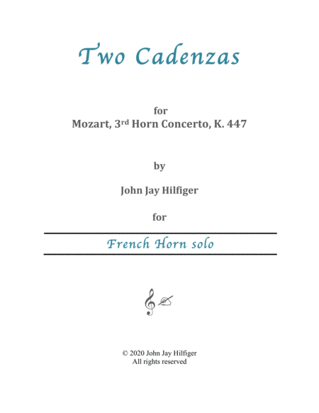 Two Cadenzas for Mozart Horn Concerto No. 3 image number null