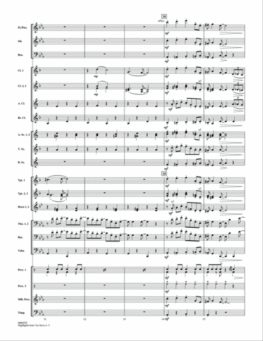 Highlights from Toy Story 4 (arr. Johnnie Vinson) - Conductor Score (Full Score) Concert Band scores gallery preview page 4