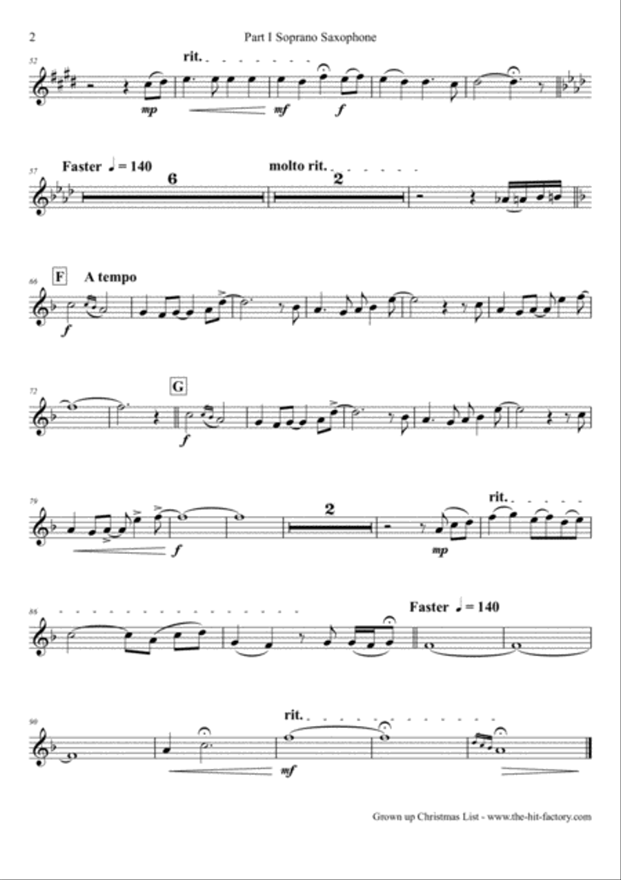 Grown-Up Christmas List Saxophone Quintet scores gallery preview page 6