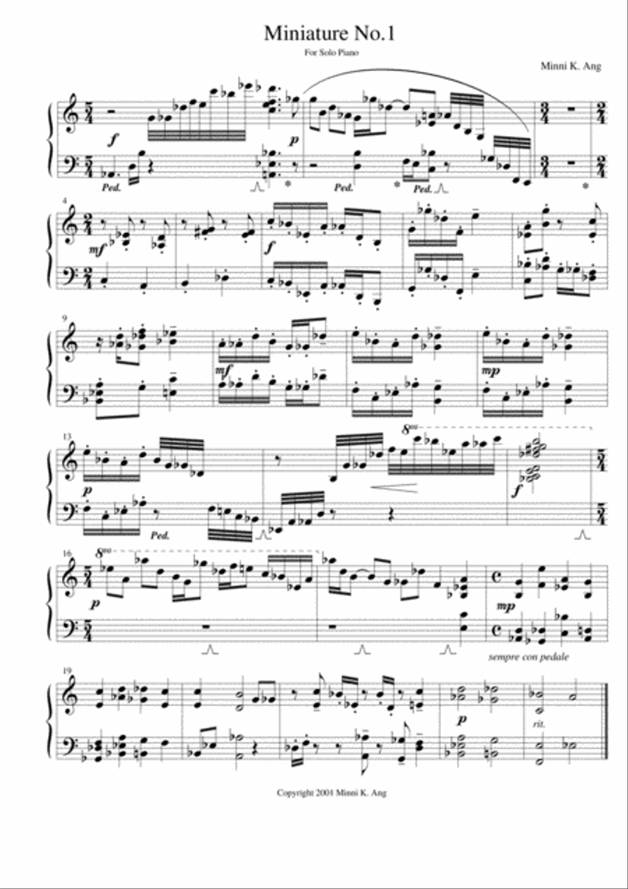 Miniature No.1 Piano Solo scores gallery preview page 1