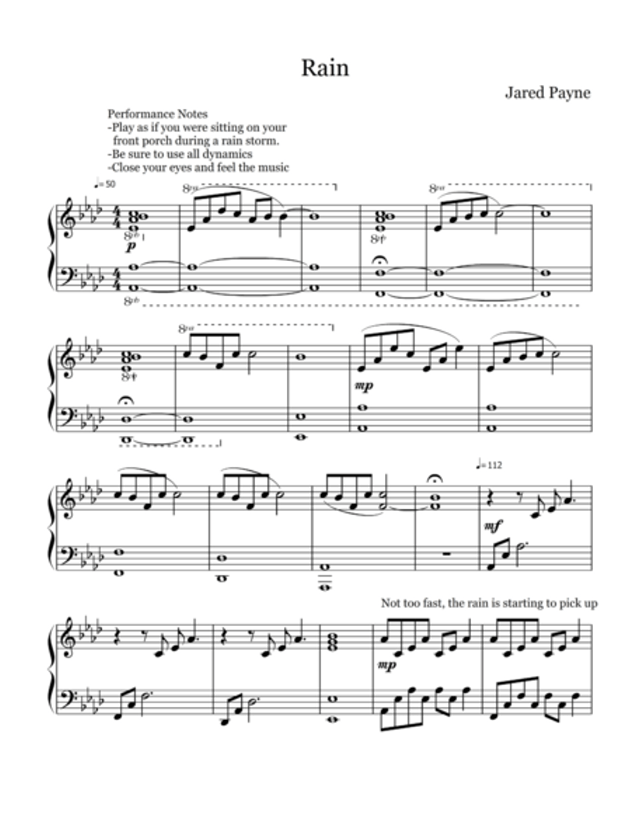 Rain Piano Solo scores gallery preview page 1
