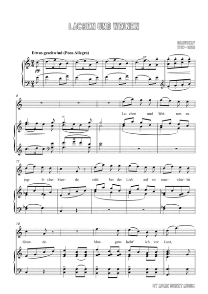 Schubert-Lachen und Weinen in C Major,for voice and piano image number null
