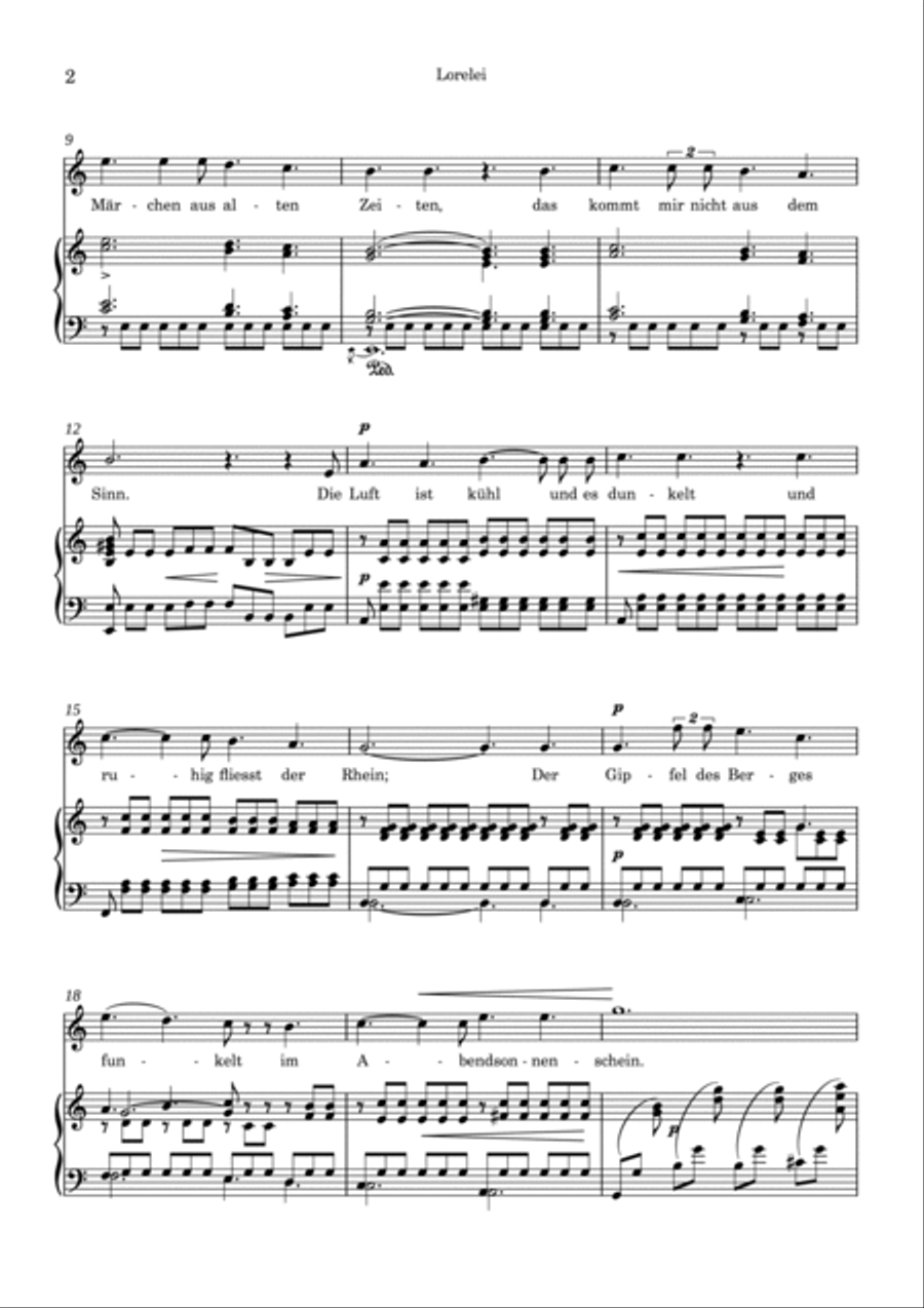 Clara Schumann: Lorelei (A Minor) Soprano Voice scores gallery preview page 2