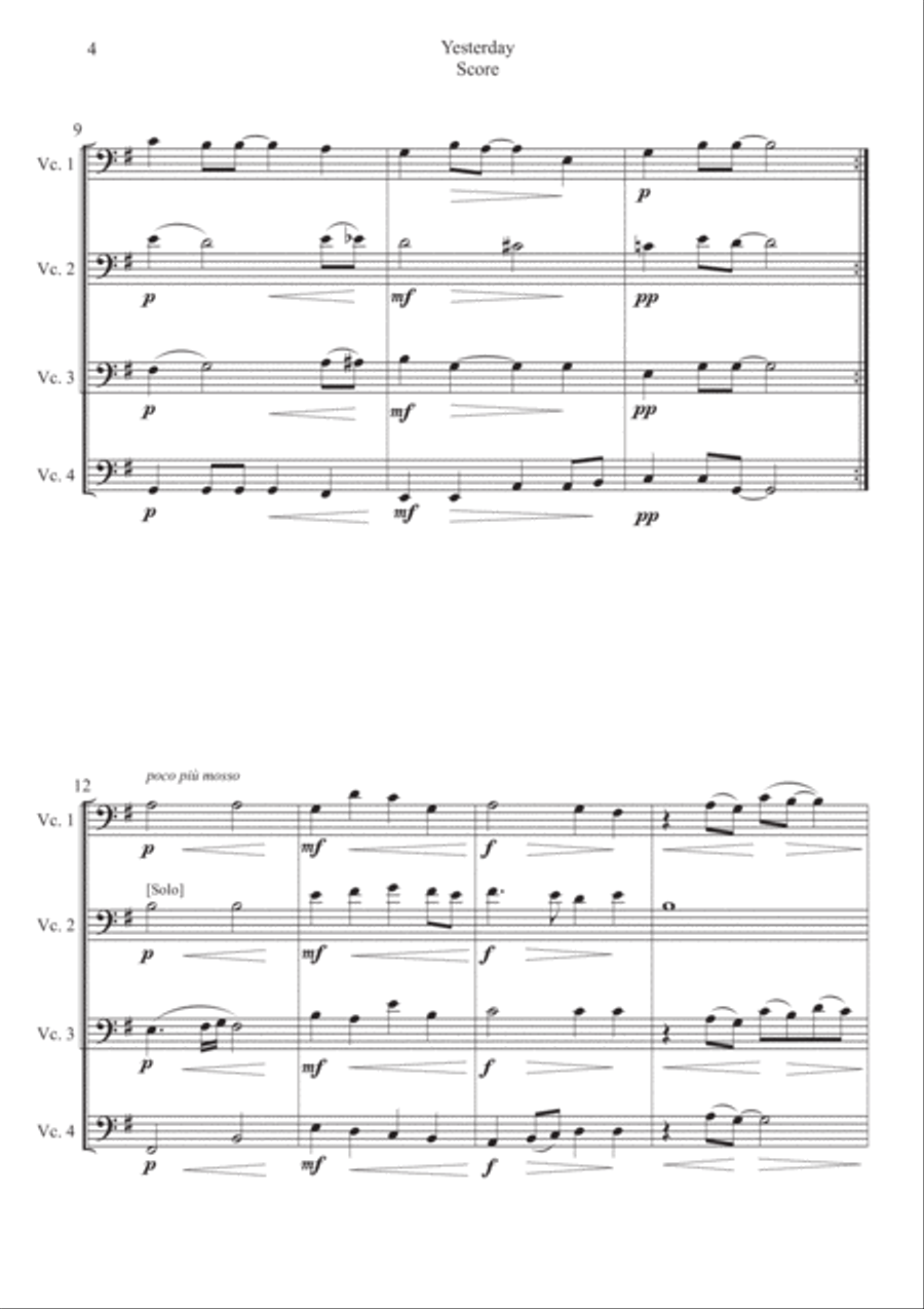Yesterday Yesterday String Quintet scores gallery preview page 4