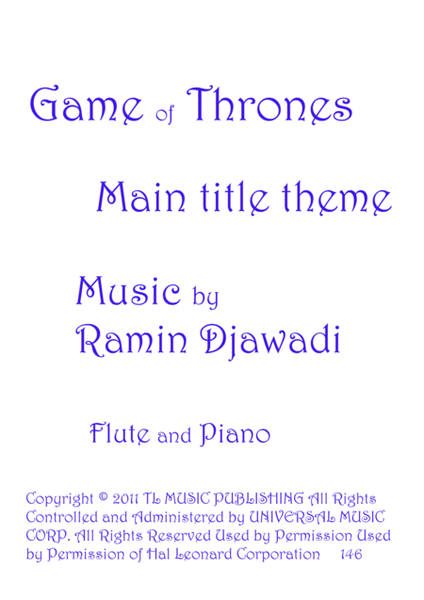 Game of Thrones Flute and Piano image number null
