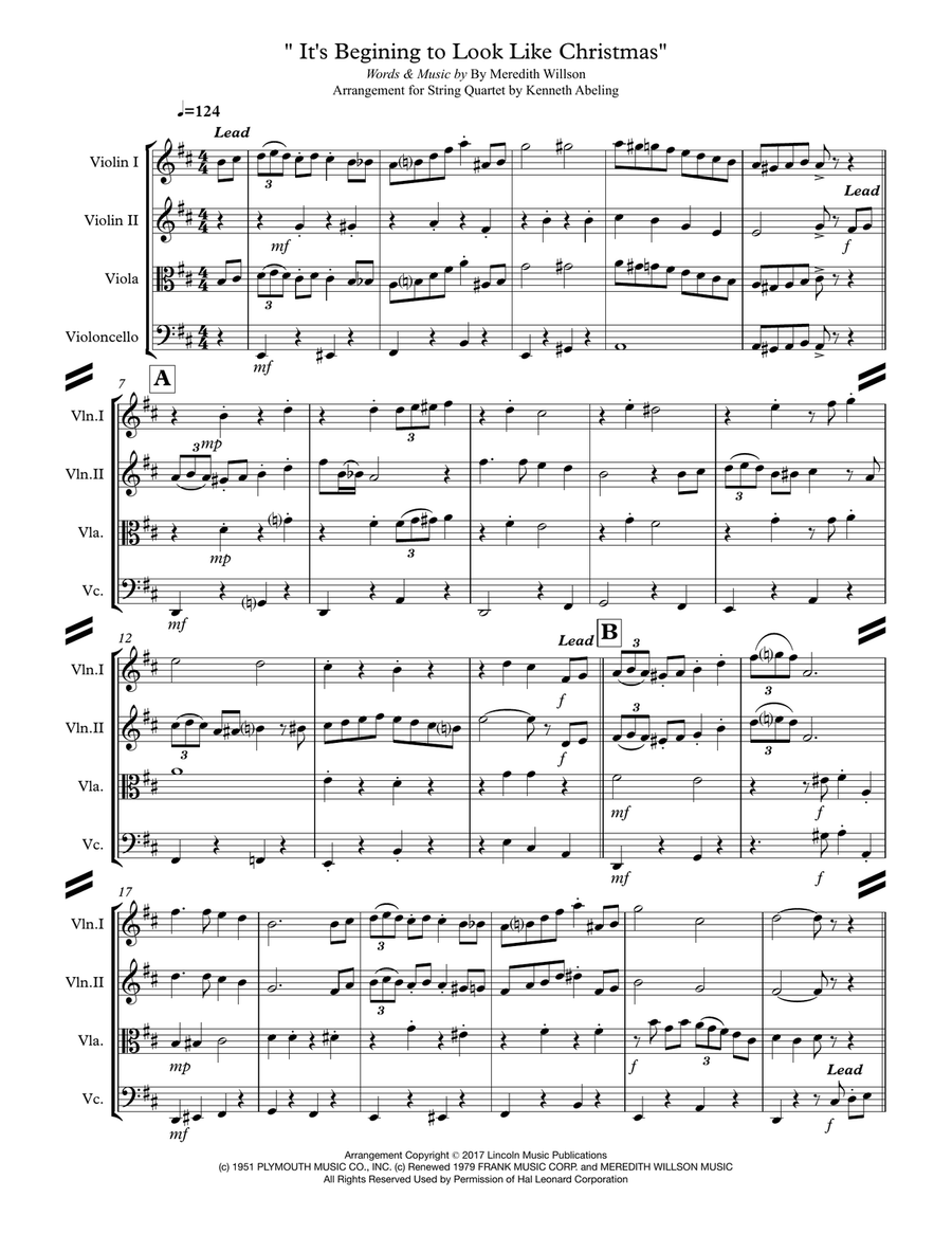 It's Beginning To Look Like Christmas String Quartet scores gallery preview page 2