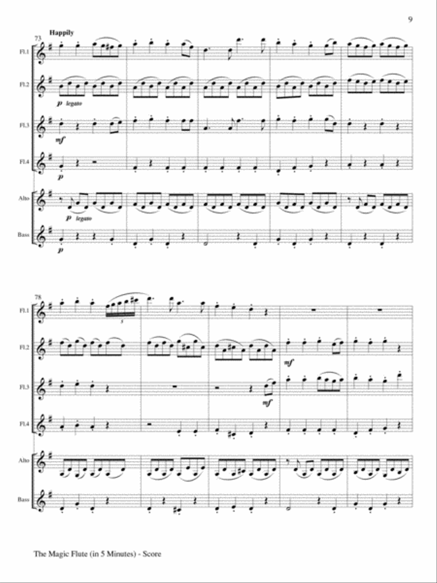 The Magic Flute (in 5 minutes) for Flute Choir Flute Choir scores gallery preview page 3