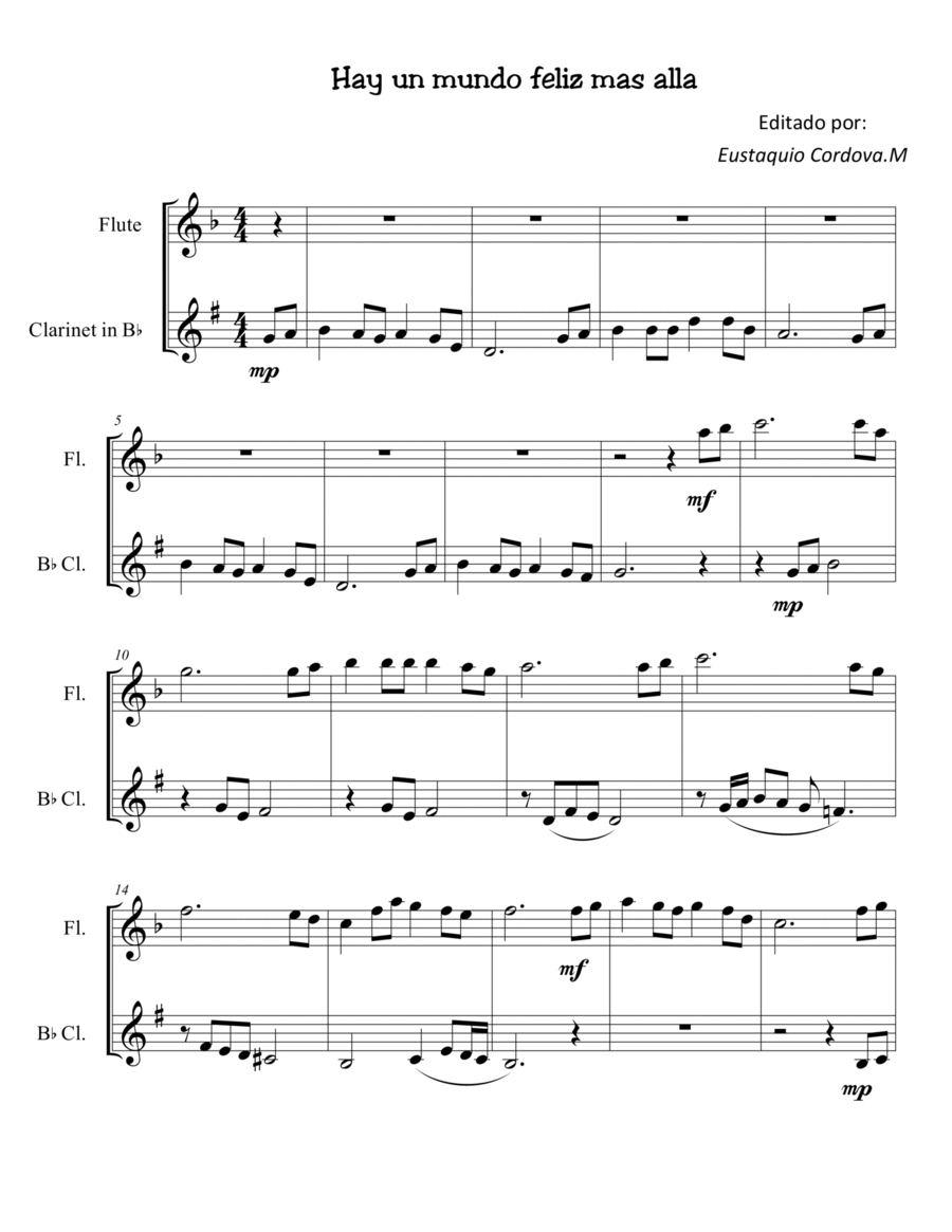 Hay un mundo felíz Woodwind Duet scores gallery preview page 1