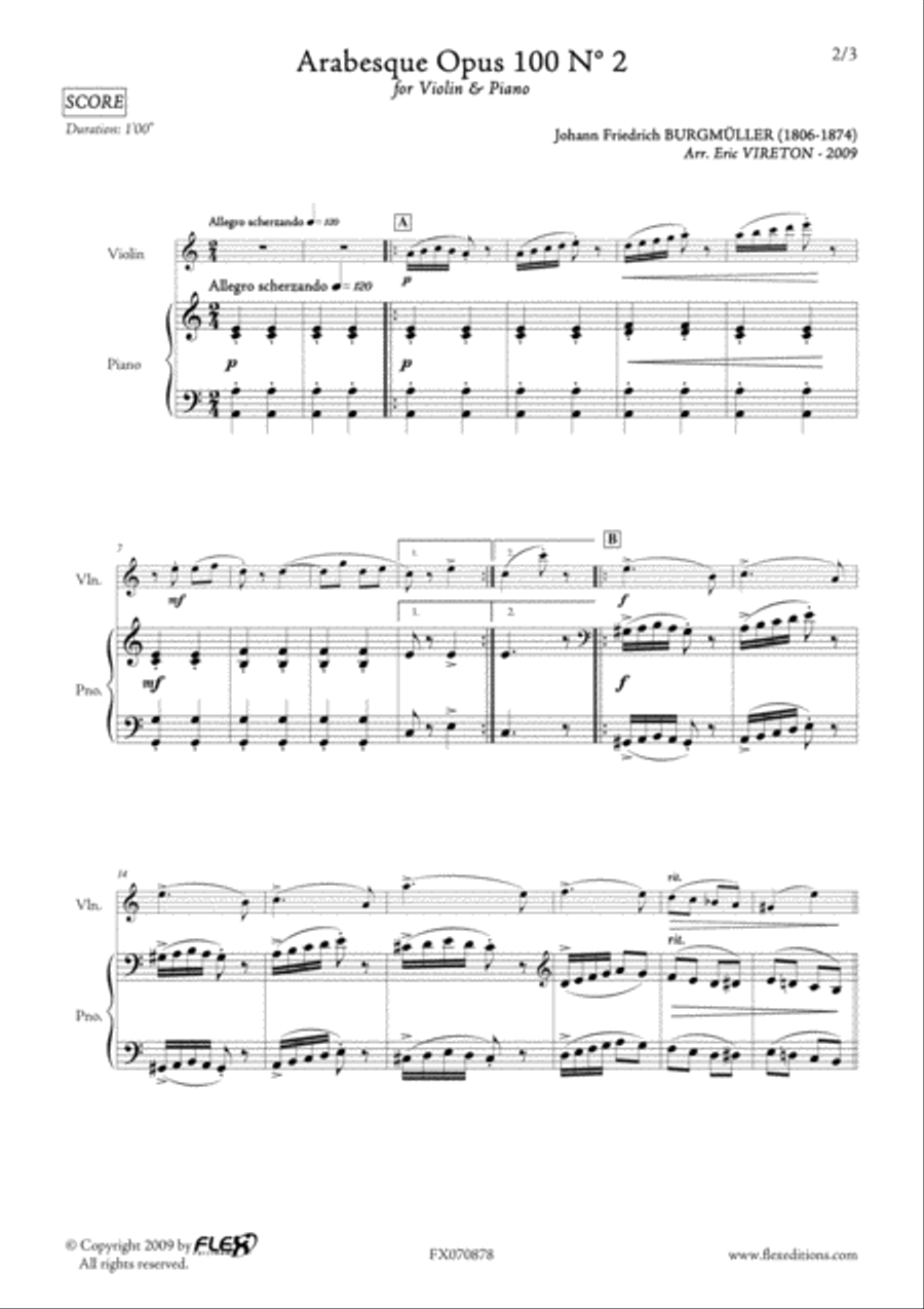 Arabesque Opus 100 No. 2 Arabesque Opus 100 No. 2 Violin Solo scores gallery preview page 2