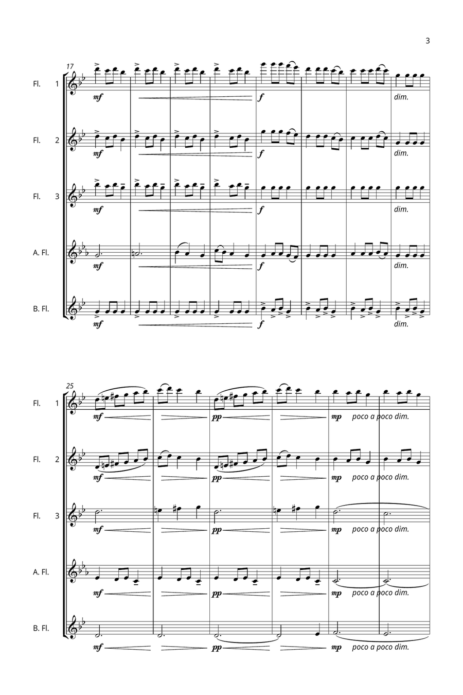 Carol of the Bells (Shchedryk) Flute Choir scores gallery preview page 4