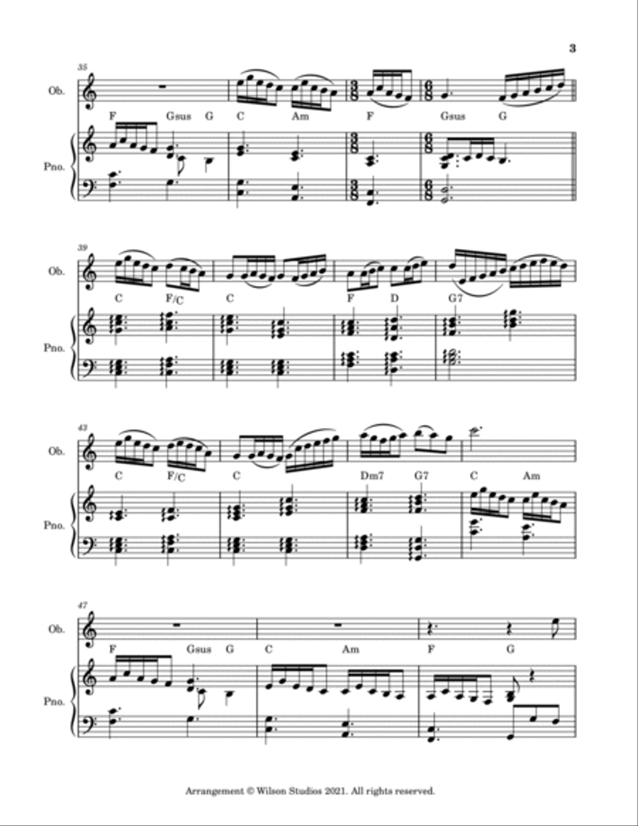 It Came Upon a Midnight Clear--oboe solo Piano scores gallery preview page 3