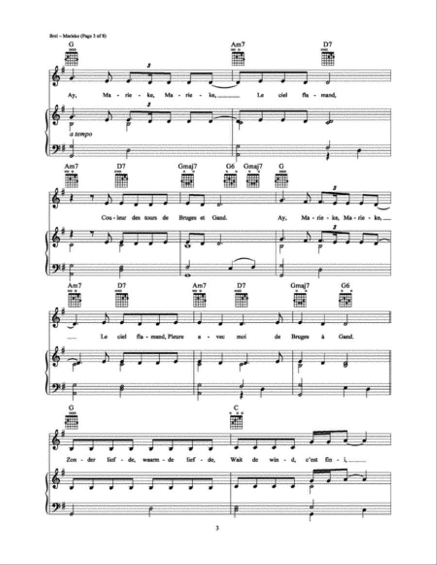 Marieke Piano, Vocal, Guitar scores gallery preview page 3
