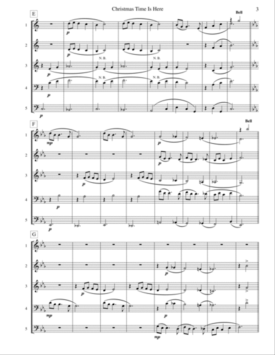 Christmas Time Is Here Woodwind Quintet scores gallery preview page 4