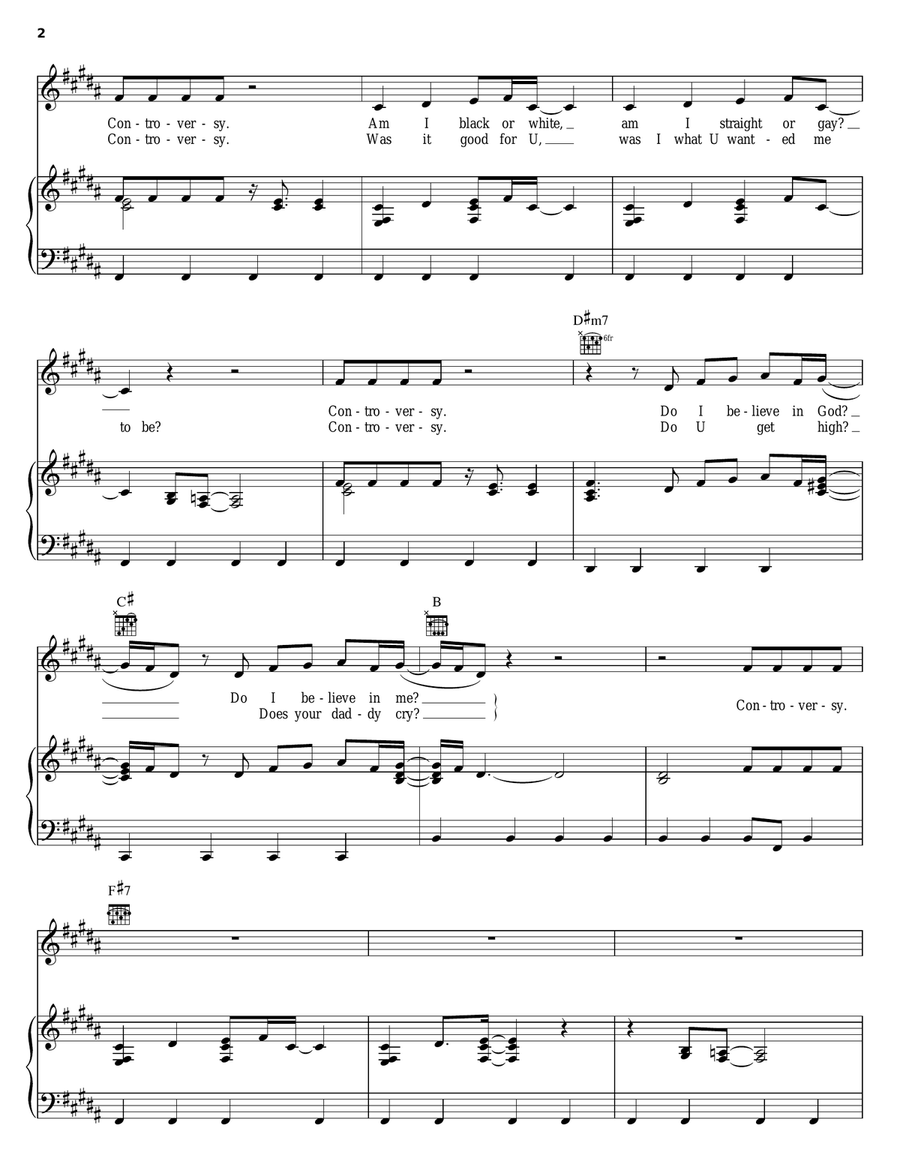 Controversy Piano, Vocal, Guitar scores gallery preview page 2