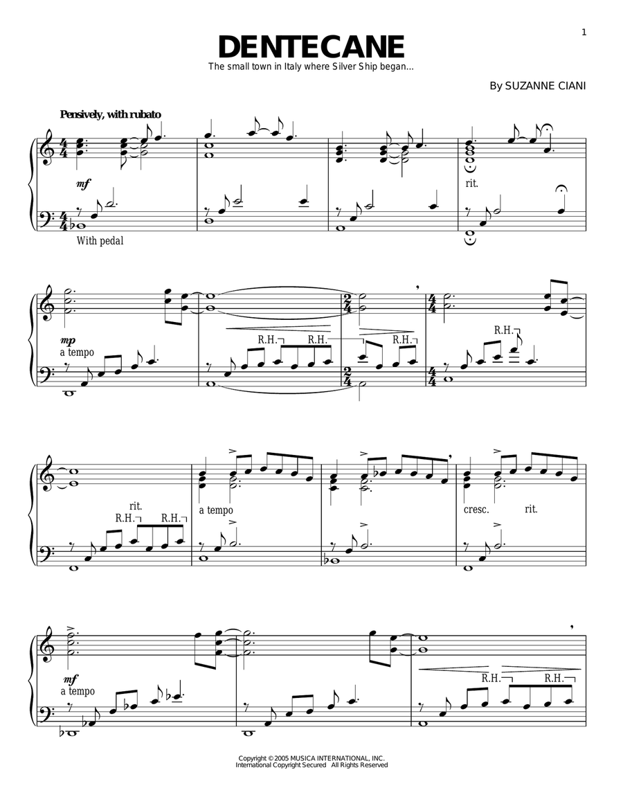 Dentecane Piano Solo scores gallery preview page 1
