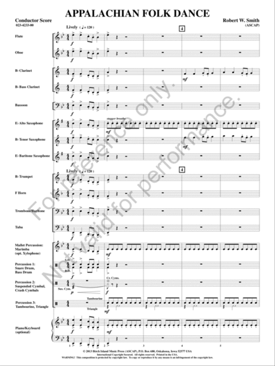 Appalachian Folk Dance Concert Band scores gallery preview page 2