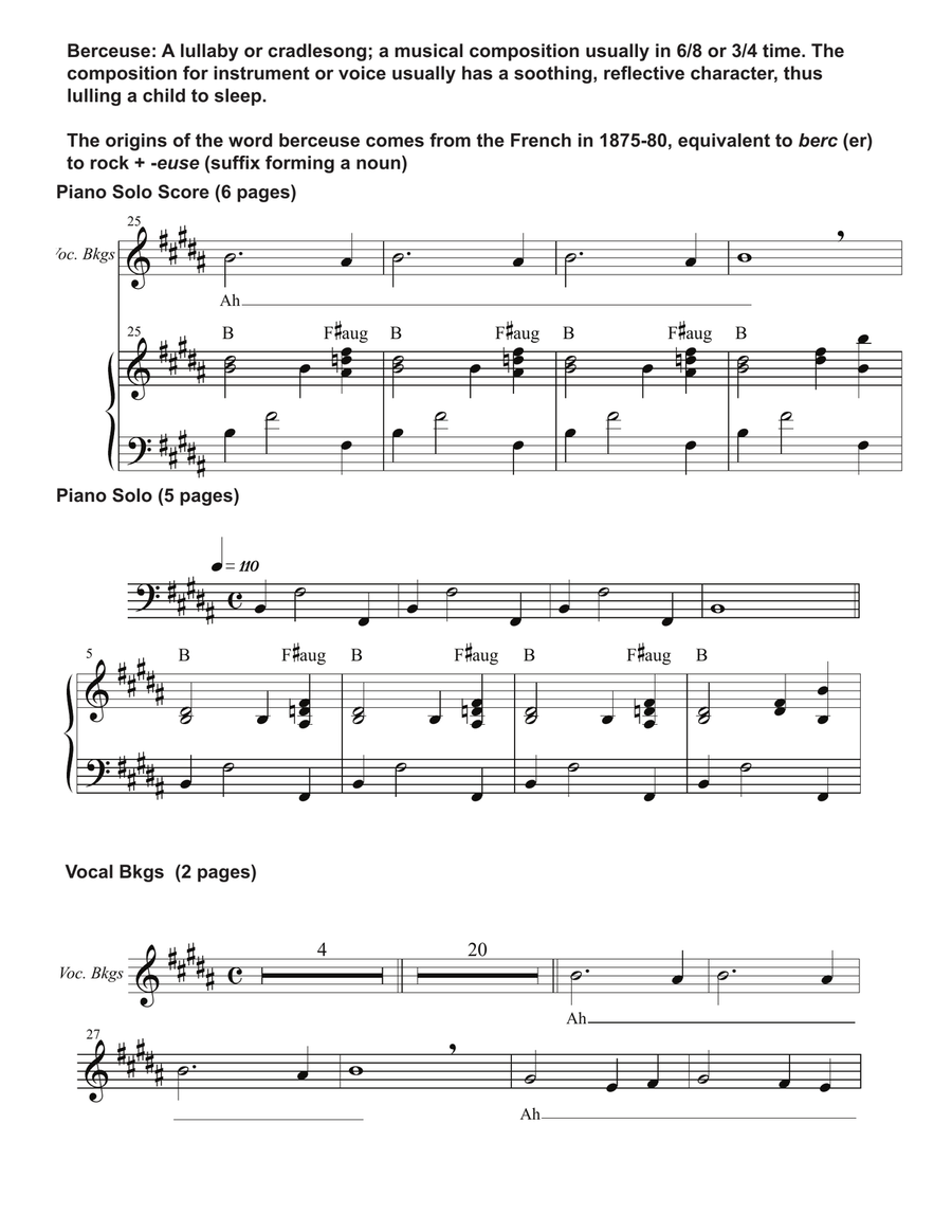 Berceuse Piano Solo Score 2-Part scores gallery preview page 2